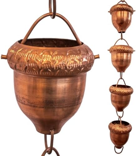 Nutshell Stores Acorn Cups Rain Chain - Copper - 17 Feet