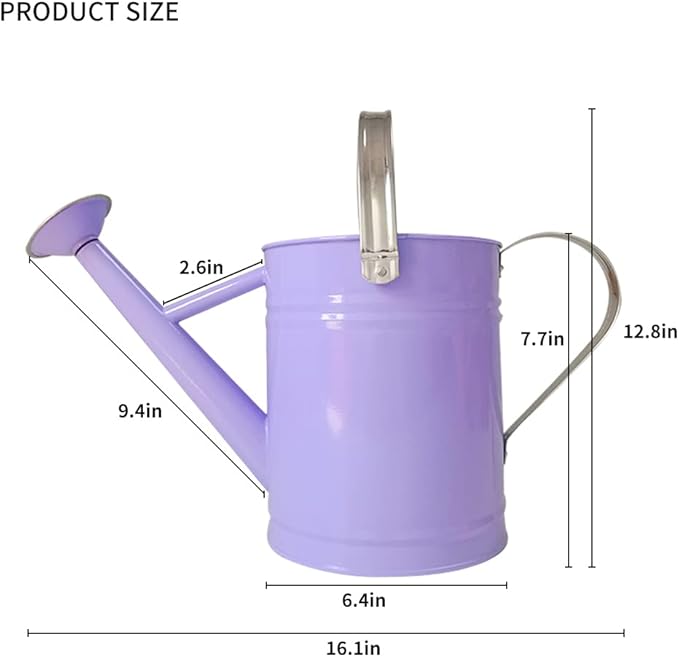 Metal Watering Can for Outdoor and Indoor Plants, Watering Can Decor, 1 Gallon (Purple)