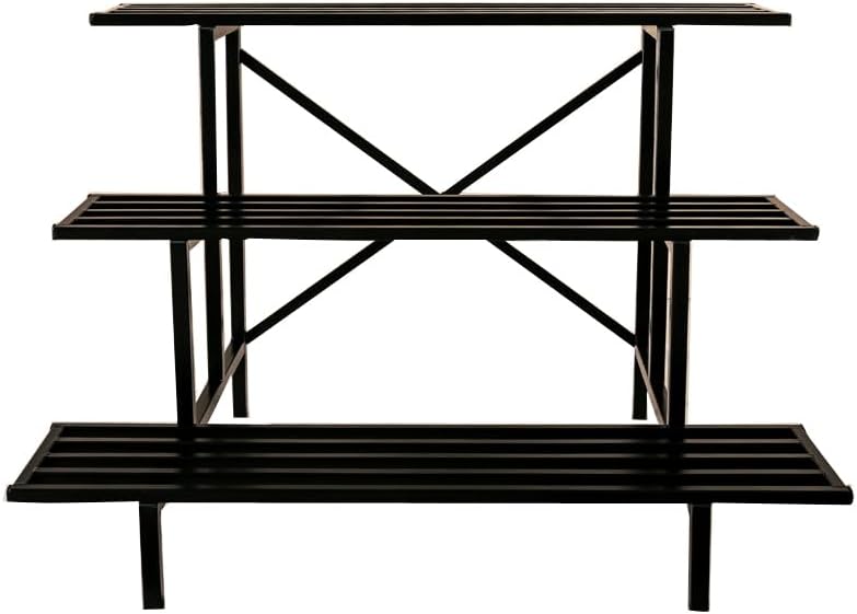 Zhongma 3 Tier Sturdy Metal Plant Stand, L45.67 x W26 x H23.6 inch, Heavy Duty Plant Holder for Home Indoor and Outdoor, 660 LBS Capacity & Heavy Duty Construction