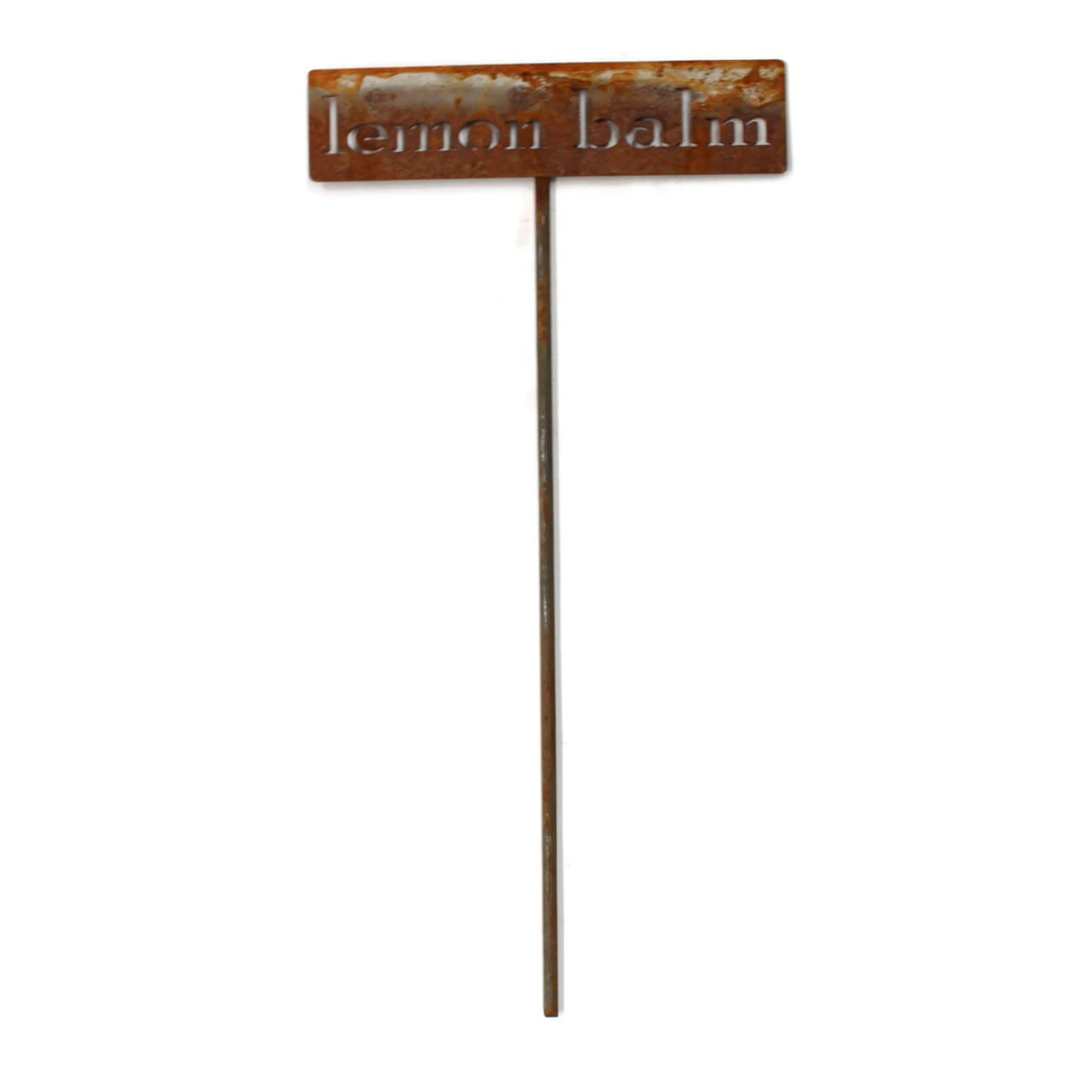 Classic Metal Garden Markers 19 Inches Tall (lemon balm, Naturally Rusted)