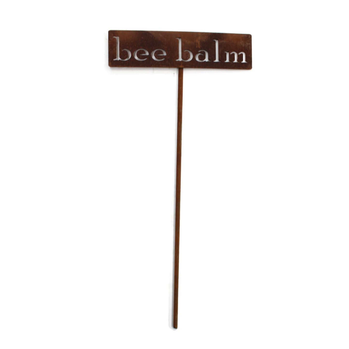 Classic Metal Garden Markers 19 Inches Tall (bee balm, Naturally Rusted)