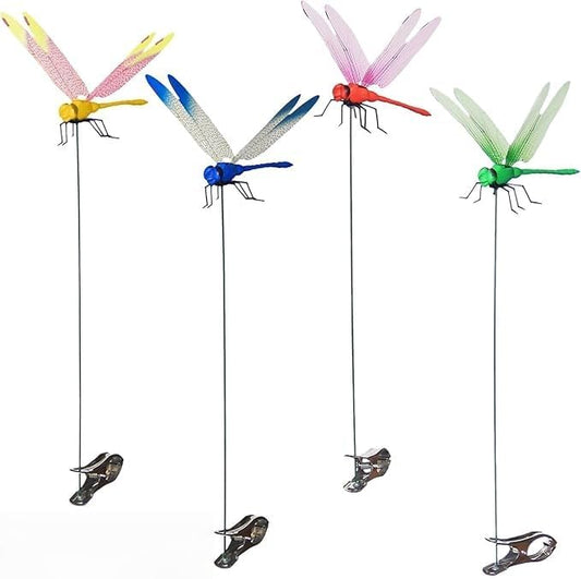 3D Fake Dragonfly Clip - Decorative Fly Repellent Clip Dragonfly Design for Home Garden Outdoor Decor & Pole Mounting
