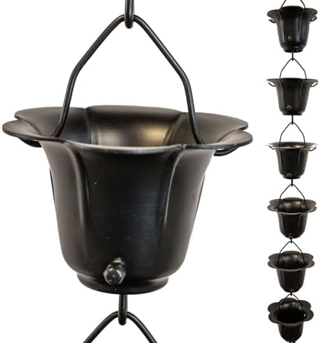 Nutshell Stores Flower Cups Rain Chain - Black - 9 Feet