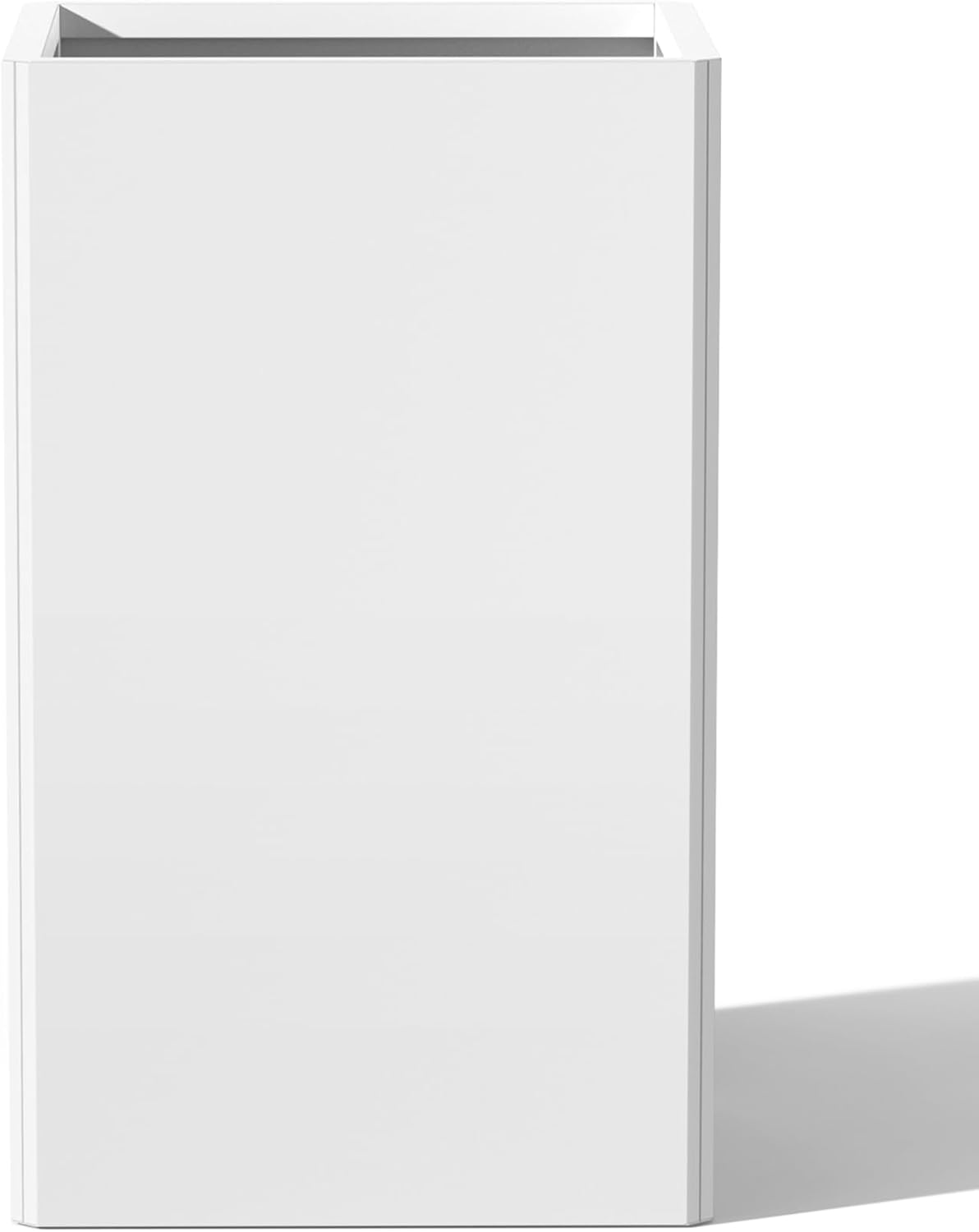 Galvanized Steel Metal Planter, 28 Inch White Square Outdoor Planters with Removable Insert Shelf and Drain Holes, Heavy Duty Flower Pot Modern Commercial Residential for Trees Patio Deck Yard Garden