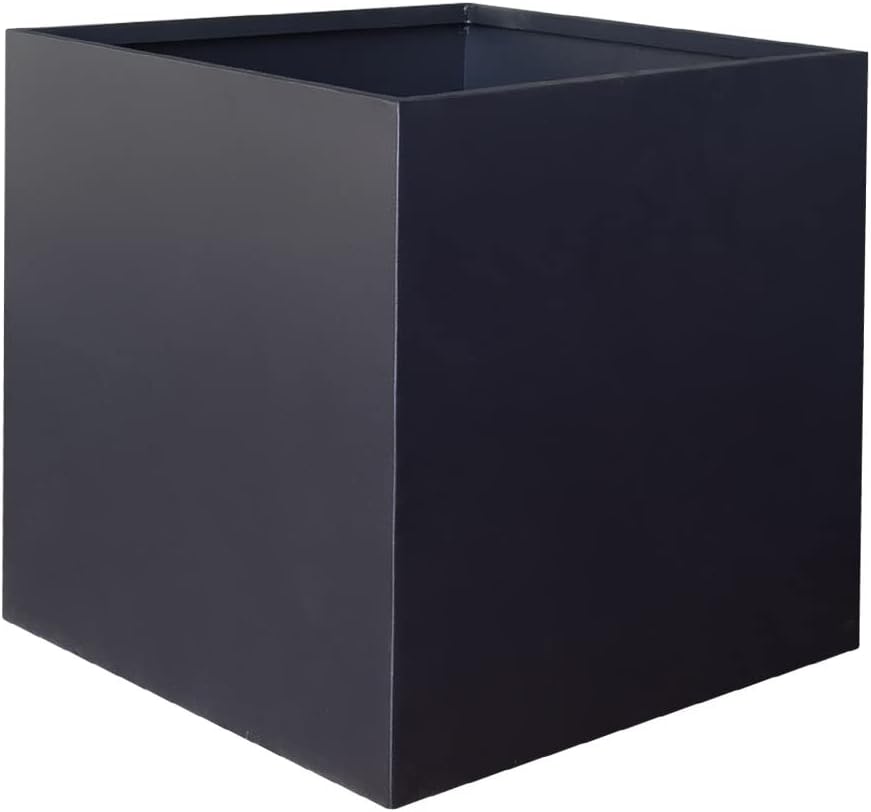Galvanized Steel Planter Box Black Metal Planter Large Square Indoor Outdoor Planters Cube Steel Heavy Duty Flower Pot 32Inch Powder Coating Modern Commercial Residential for Patio, Deck, Yard, Garden