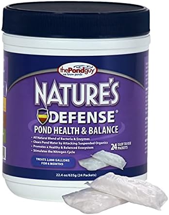 The Pond Guy Nature's Defense Beneficial Bacteria Treatment for Water Gardens, Natural Bio Cleaner & Clarifier, Koi Fish, Plant & Pet Safe, 24 Packets