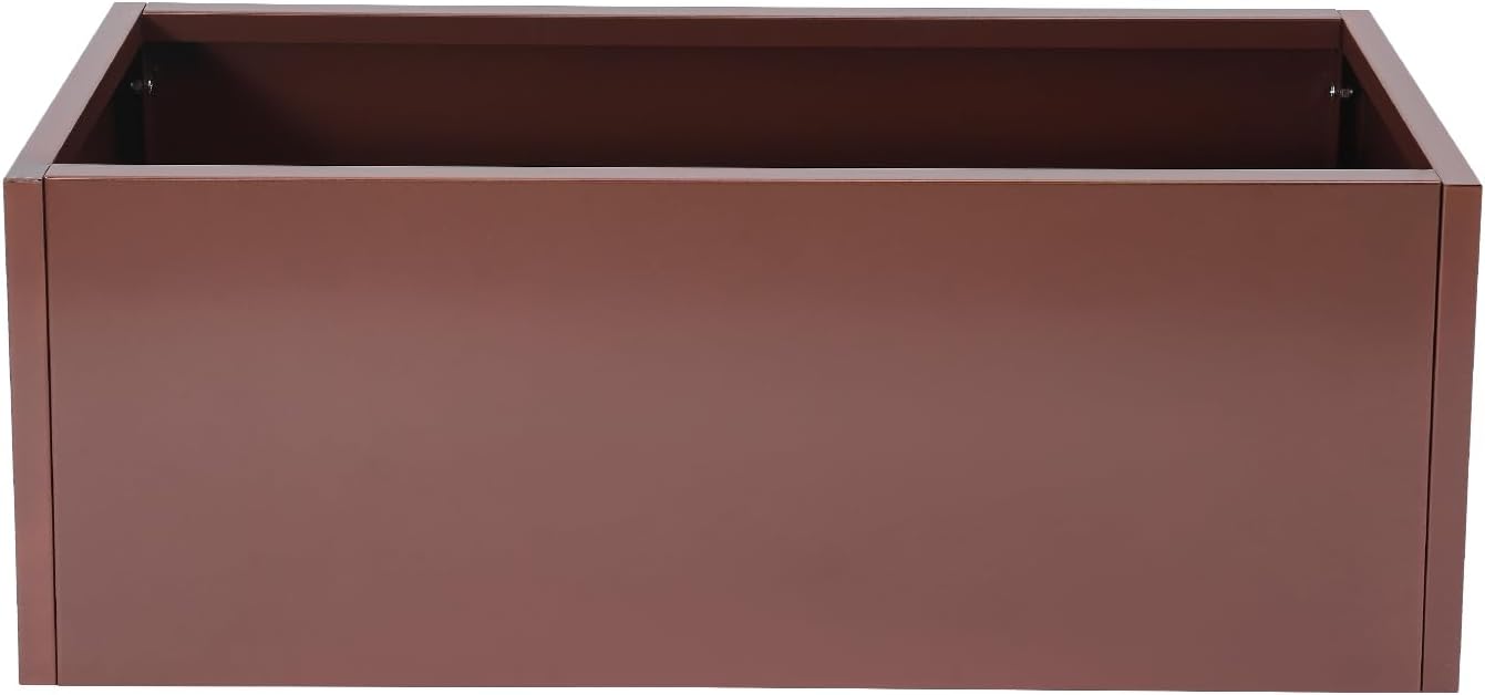 Steel Planter Box, 38" x 15" x 15" Rectangular Long Planter Metal Trough Box for Indoor Outdoor Tall Plants, Flowers or Shrubs (Coffee)