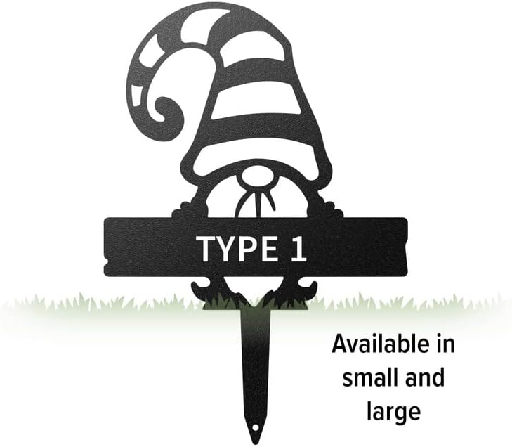 RealSteel Customizable Gnome Seed & Plant Markers – Durable Metal Garden Stakes for Herbs, Fruits & Vegetables – Weatherproof Tags for Farmhouse & Greenhouse Décor (Type 1, Small)