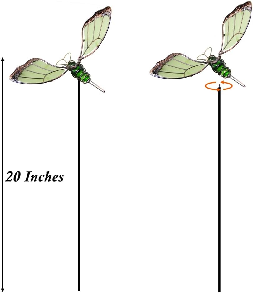 Juegoal 20 Inch Butterfly Garden Stakes Decor, Dragonfly Stakes, Hummingbird Glow in Dark Metal Yard Art for Mom, Mothers Day Ideal Gifts, Indoor Outdoor Lawn Pathway Patio Ornaments, Set of 3