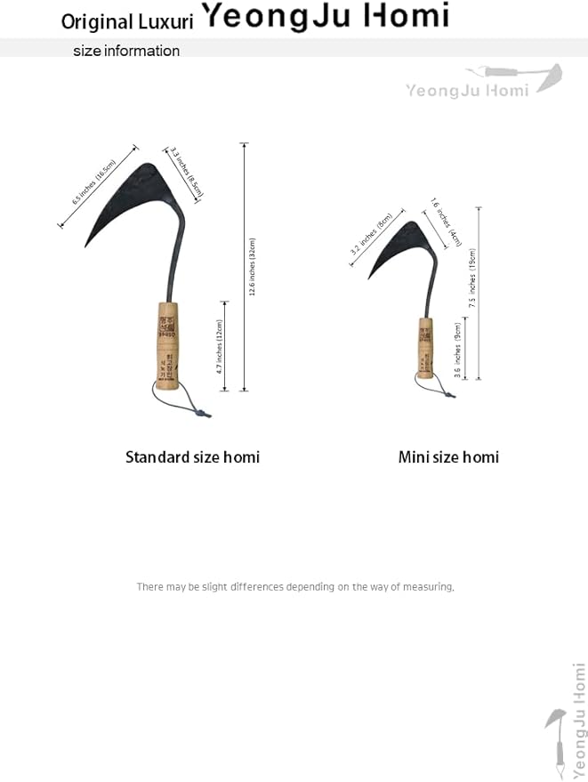 Original Hand Hoe with Hanging Loop & Mini Homi Made by Korean Master Blacksmith Seok NOH-KI (Standard Plus Mini)
