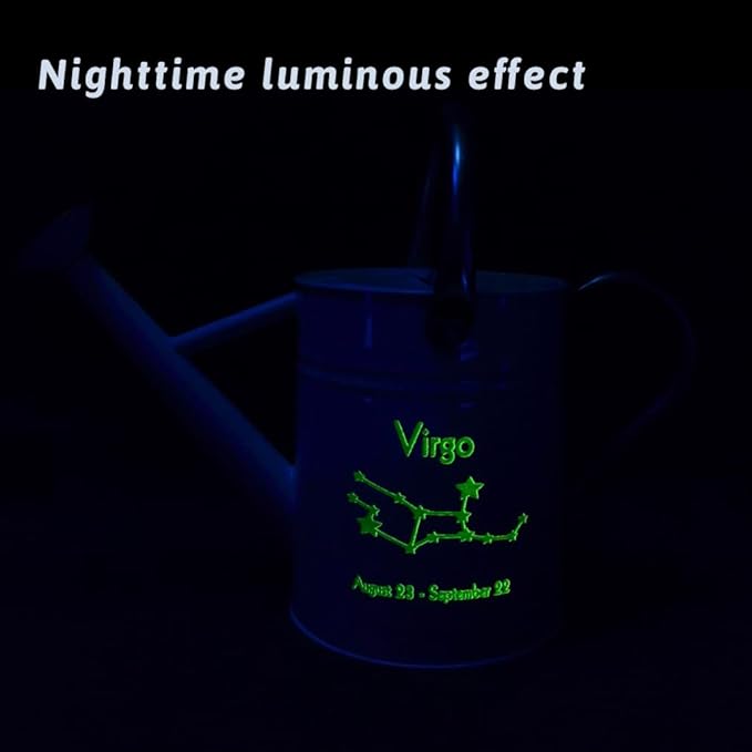 Metal Watering Can for Outdoor and Indoor Plants, Watering Can Decor, 1 Gallon (Virgo)