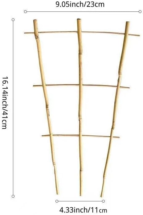 Natural Bamboo Trellis 16inch for Climbing Plants 6 Pack - Plant Ladder Trellis with Garden Ties, Outdoor Decorative Plant Support Stakes for Vines Flowers Vegetables (Fan-Shape)