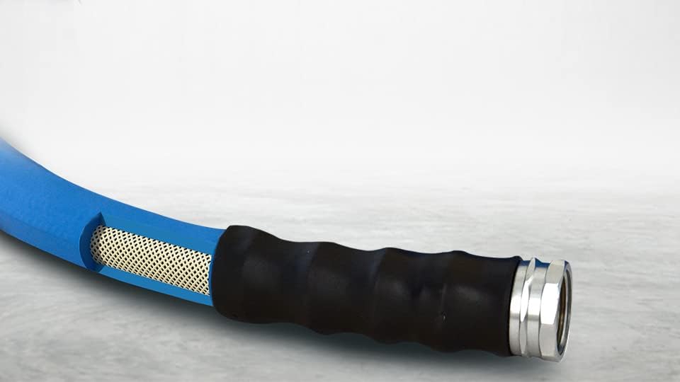 BluSeal Hot/Cold Water Rubber Garden Hose, 100% Rubber, Ultra-Light, Super Strong, 500 PSI, 50F to 190F Degrees, High Strength Polyester Braided (1" x 100)