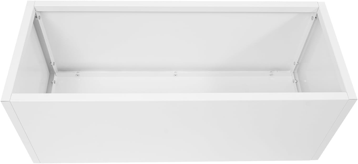 Steel Planter Box, 38" x 15" x 15" Rectangular Long Planter Metal Trough Box for Indoor Outdoor Tall Plants, Flowers or Shrubs (White)