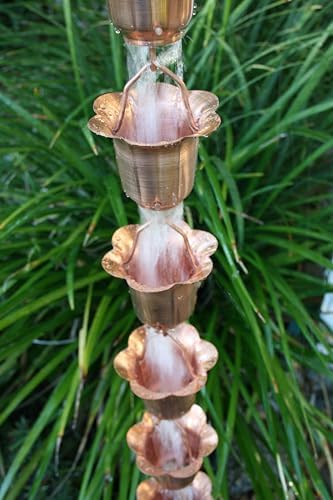 Nutshell Stores Flower Cups Rain Chain - Copper - 11 Feet