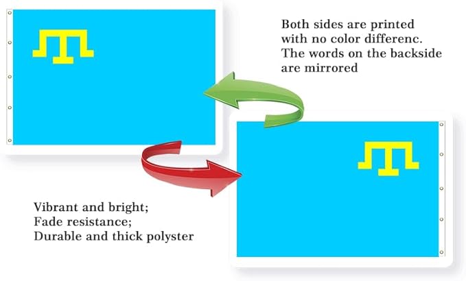 Crimea Tatar Extra Large Flag 12x18FT Giant Crimean Tatars Polyester Banner With 5 Grommets Fade Resistant Vivid Color For Patriotic Festival Events Party Decoration (Crimean Tatars, 12x18FT)