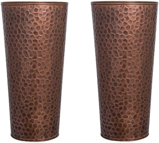 H Potter Large Tall Planter Pots Outdoor Indoor Copper Flower Decorative Set of Two GAR684 (Set of Two)