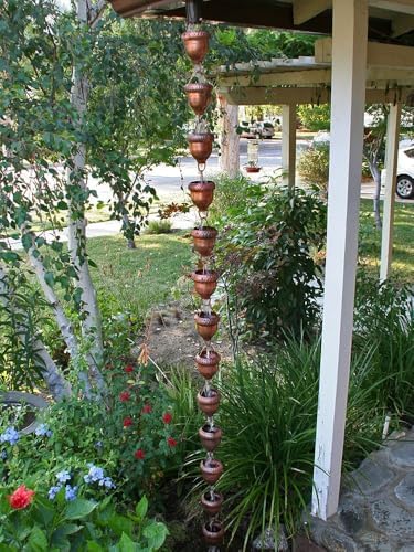 Nutshell Stores Acorn Cups Rain Chain - Copper - 13 Feet