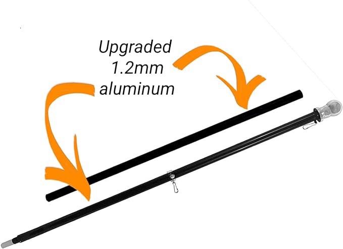 Flag Pole Tangle Free Spinning 6 Ft Flagpole by Grace Alley - Wind Resistant and Rust Proof Black Aluminum for American Flags - Residential and Commercial Grade Durability for Home and Garden and Yard