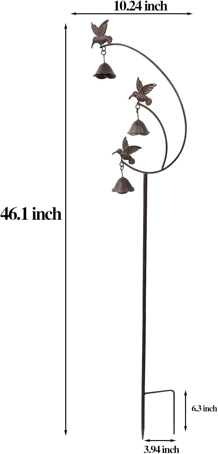 Gardens Metal Hummingbirds with Bells for Outside Garden Art,Decorative Garden Stakes