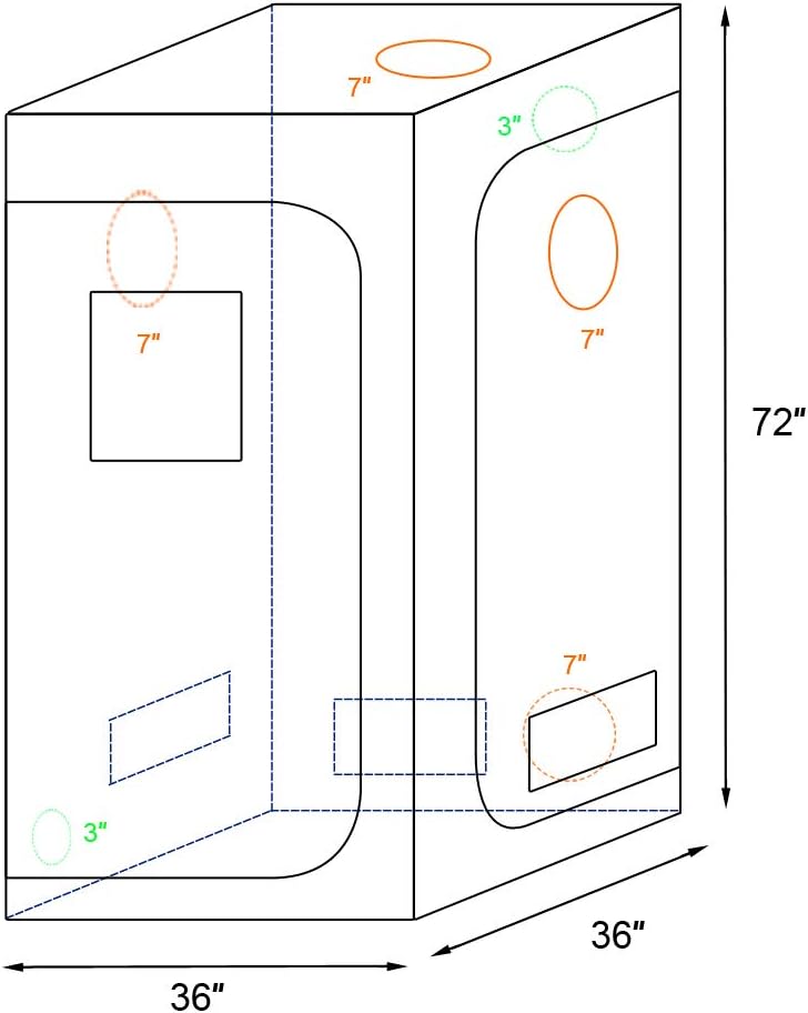 Plant Grow Tent, Black, 90x90x180cm, Indoor Growing with Observation Window and Floor Tray, Oxford Cloth, Eco-friendly Care