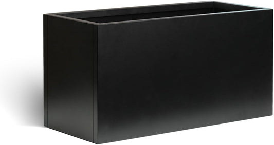 Black Planter Box Galvanized Steel Metal Planter Rectangular Indoor Large Outdoor Planters Steel Metallic Heavy Flower Pot 36In x 12In x 16In Commercial Residential for Patio, Deck, Backyard, Garden