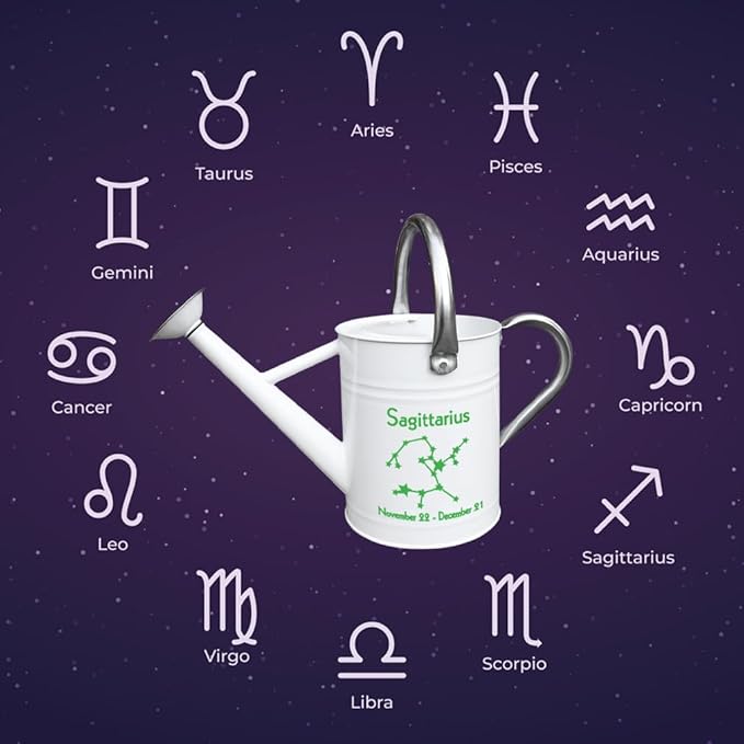 Metal Watering Can for Outdoor and Indoor Plants, Watering Can Decor, 1 Gallon (Sagittarius)