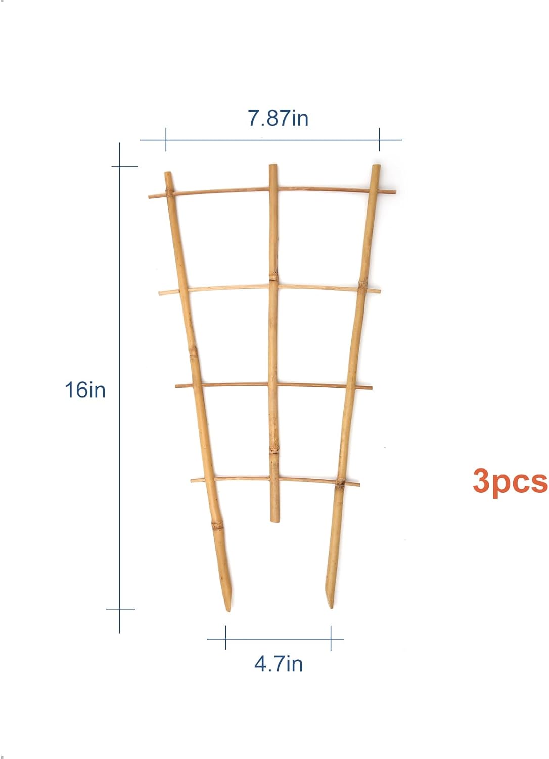 3Pack Bamboo Trellis 16 Inch Fan Shaped Small Plant Trellis for Indoor Potted Plants Climbing Monstera Orchid Vine Hoya Houseplant