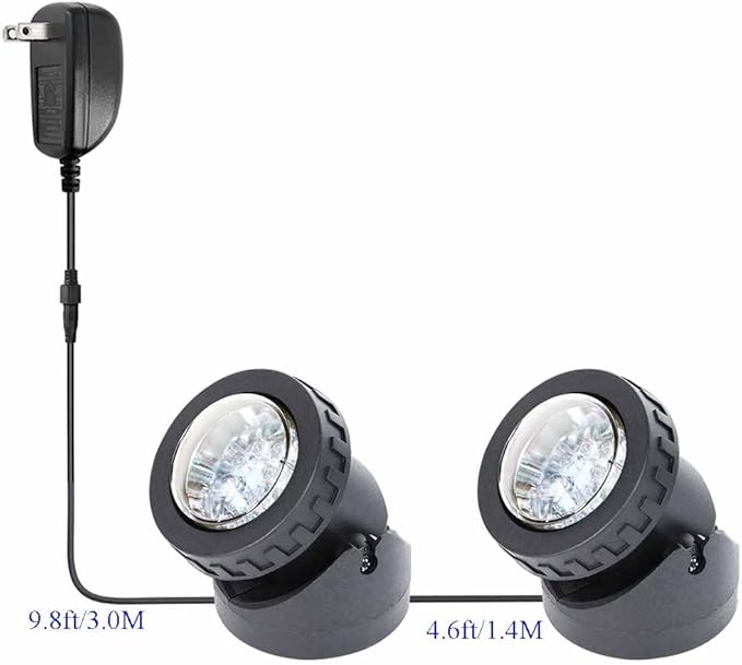 Pond Lights with Timer, Colored Fountain Lights IP68 Waterproof Pond Light, Underwater LED Dimmable Outdoor Lights for Fish Tank Pond Fountain Garden Landscape, 2 Lights