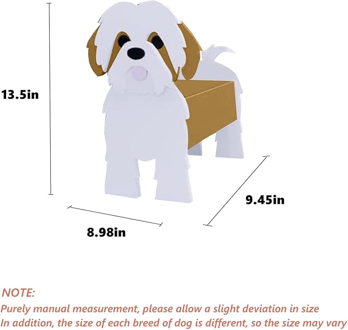 Brown Shih Tzu Dog Planter Plant Pots,Cute Garden Dog Flower Planter,Dog Planters Birthday Gifts for Women,Office,Indoor/Outdoor Decor（9.45in*8.98 * 13.5in）