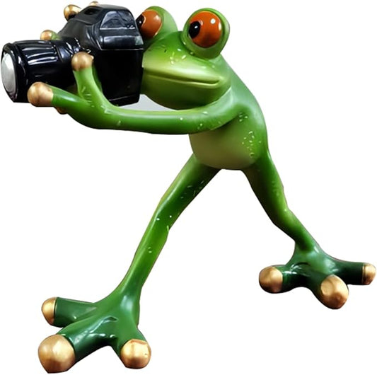 Outdoor Decor Garden Frogs Outdoor Decor Frog Gifts,Paparazzi Camera Decor,Frog Statues for Garden Frog Resin Crafts for Shelves Table Desk Decor
