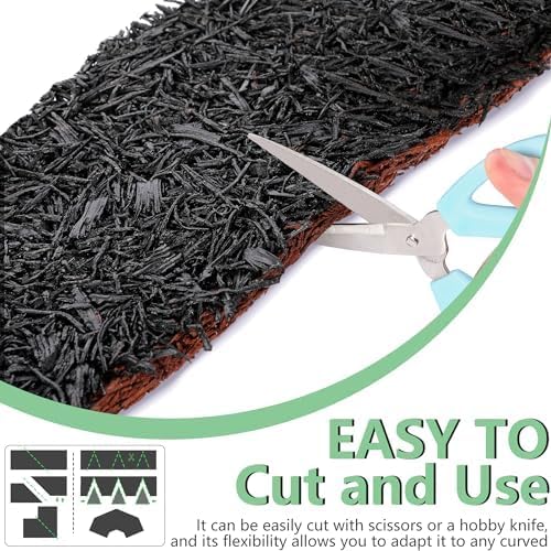 Adnee 140'' x 5.5" Double Sided Rubber Mulch Roll,2 Colors in 1 Recycled Rubber Mulch Walkway,Permanent Garden Edging Barrier Mat for Landscaping,Plants,Vegetables and Flowers