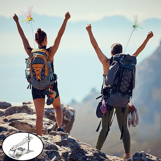 Spiritlele 12 PCS Fake Dragonfly Clip Colorful Hat Clip 3D Dragonfly Garden Decor for Patio Outdoor Indoor