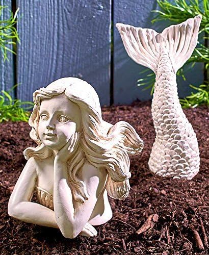 BGBWBFBR Handmade Mermaid Statue Set with Blue and White Starfish: A Beautiful Addition to Your Home Décor, ry-001