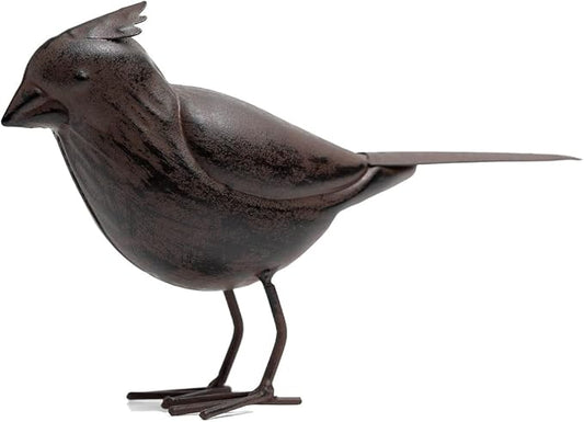 Decorative Small Nostalgia Style Cute Bird Art Iron Sculpture Figurine Home & Office & Garden Decoration, Rust/Brown (Cardinal Bird)