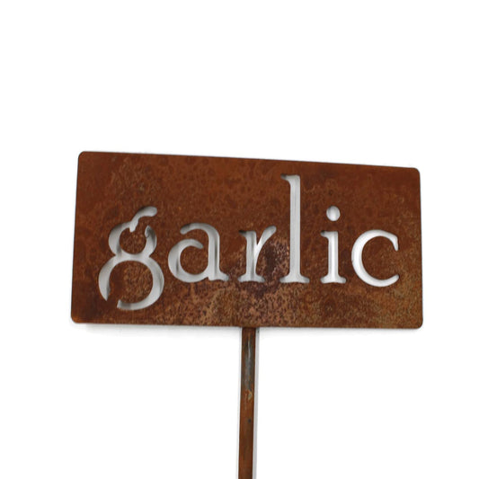 Classic Metal Garden Markers 19 Inches Tall (garlic, Naturally Rusted)