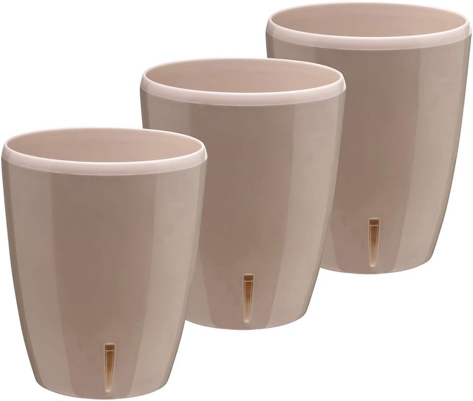 Santino 5.9 Inch ORCHIDEA Self Watering Pots for Orchids in Sand (Set of 3) - Decorative Wicking Planter with w/Great Aerification, Drainage and Water Level Indicator