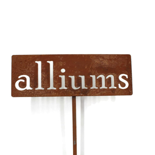 Classic Metal Garden Markers 19 Inches Tall (alliums, Naturally Rusted)