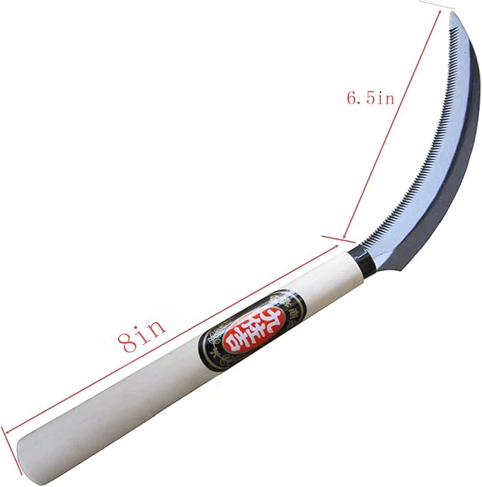 MerceHygea Japanese Weeding Sickle Handheld Steel Grass Weeder, Thick Blade Gardening Quick Work, Beige