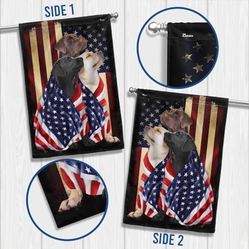 FLAGWIX Three Labrador Retriever Dogs, Patriot American Dog Flags - 4th of July Decorations for Home, Outside, Indoor Outdoor Flag, House Flag 30x40 - Double Sided, Heavy Duty Canvas, Fade Resistant