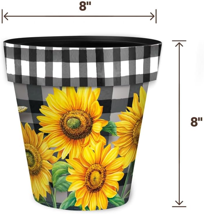 Briarwood Lane Checkered Sunflowers Decorative Small Planter