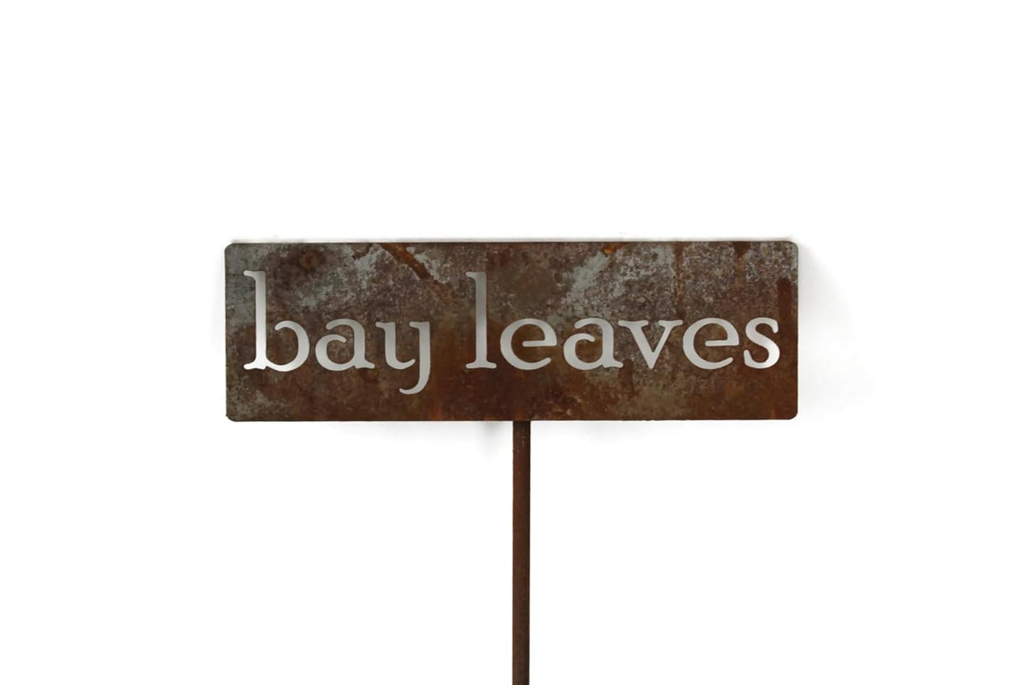 Classic Metal Garden Markers 19 Inches Tall (bay leaves, Naturally Rusted)
