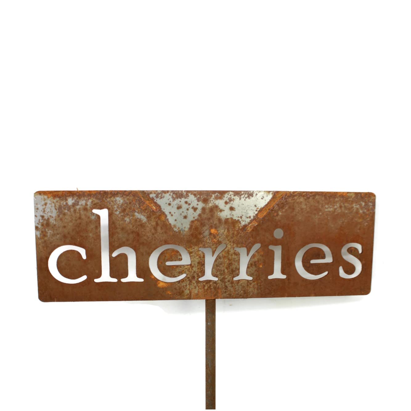 Classic Metal Garden Markers 19 Inches Tall (cherries, Naturally Rusted)