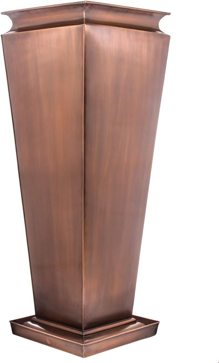 H Potter Tall Planter Patio Garden Copper Indoor Outdoor Deck Flower with Tray