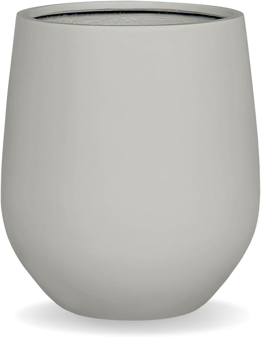 12.5" H x 11.4" D Corso Fiberstone Round Tapered Planter with Drainage Hole, Smooth Finishes, Weather Resistant for Indoor and Outdoor Use (Light French Gray, 9" Pot Opening)