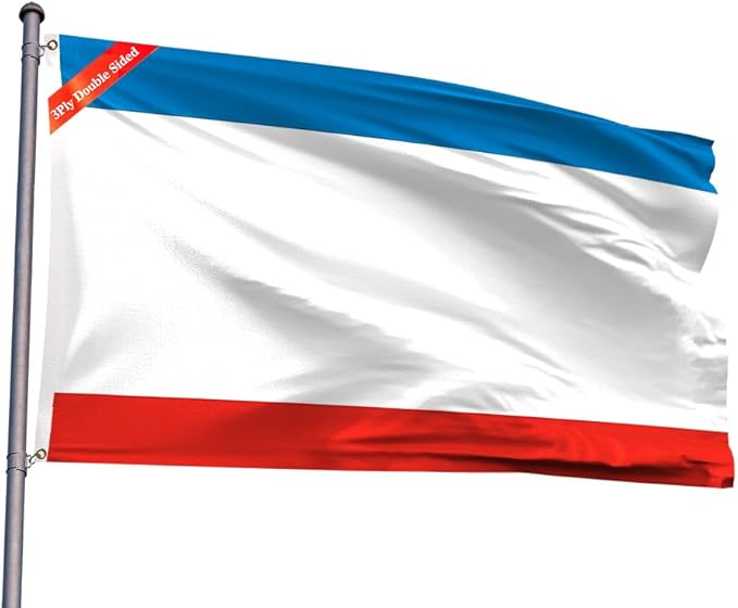 Double Sided Ukraine Crimea Flag 4x6FT Ukrainian Crimean Polyester Banner With 2 Grommets Fade Resistant Vivid Color For Patriotic Festival Events Party Decoration(Crimea UKR, 4x6FT-3ply)