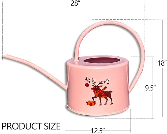 Metal Watering Can for Outdoor and Indoor Plants, Watering Can Decor, 1 Gallon (Pink)