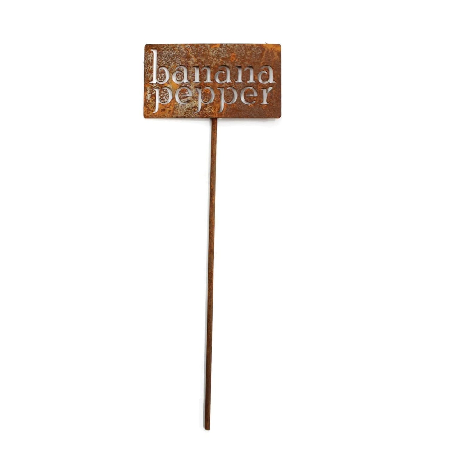 Classic Metal Garden Markers 19 Inches Tall (banana pepper, Naturally Rusted)