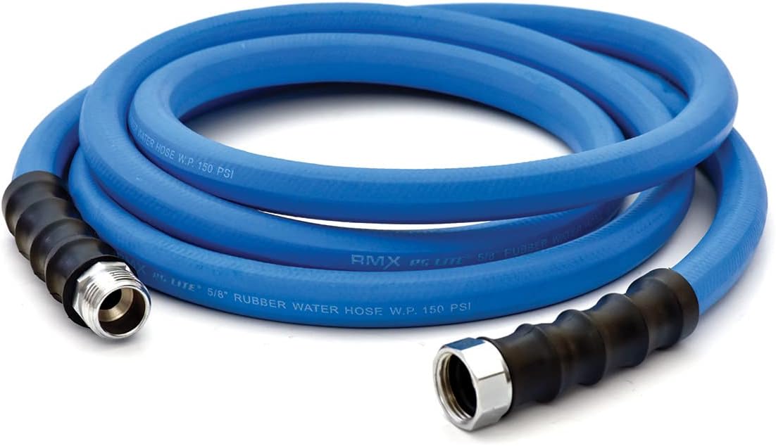 BluSeal Hot/Cold Water Rubber Garden Hose, 100% Rubber, Ultra-Light, Super Strong, 500 PSI, 50F to 190F Degrees, High Strength Polyester Braided (1" x 6')