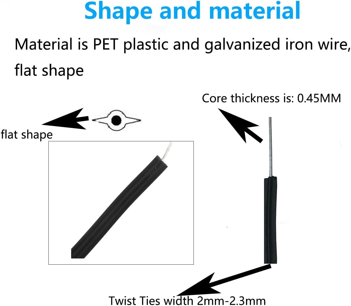 Plastic Black 6" Twist Ties, Reusable Cable Ties,Long Garbage Bag Twist Ties, Trash Bag Coated Ties, Twisty Ties for Organizing, Plant Hollding, Office, Christmas Tree (500 Pcs/6 inch)